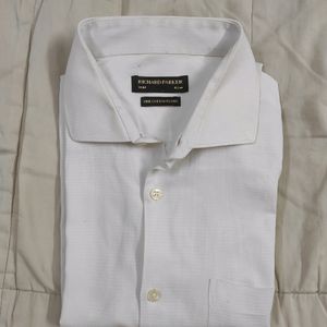 White Cotton blend Formal Full Sleeves Shirt