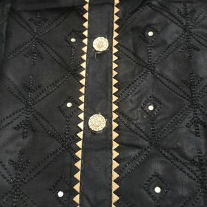 Black Embroidery Cotton Suit