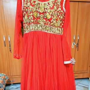 Beautiful Red 😍 Gown With Golden Embroidery ✨️