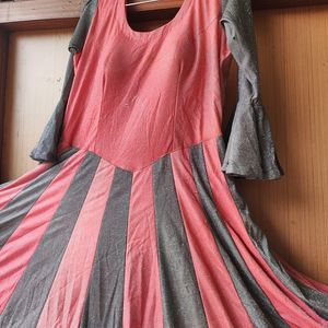 Baby Pink & Light Black Ethnic Gown Party Wear