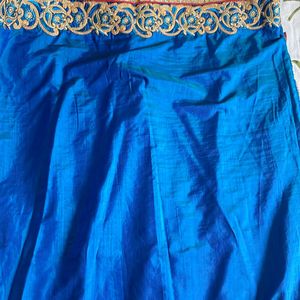 Blue Saree With Designer Blouse (never Used)