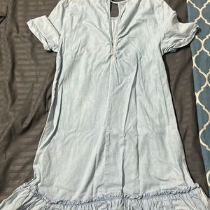 Short Denim dress With Frill At The Bottom