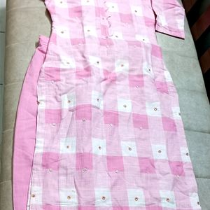 Pure Cotton Pink Suit Without Dupatta