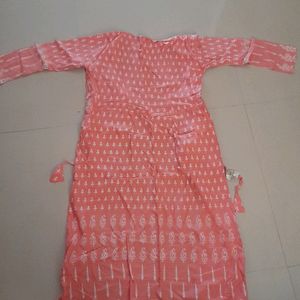 Peach Long Jactet Kurti (GOWN TYPE)