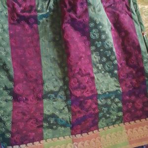 Today Offer! Maroon And Green Silk Saree