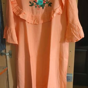 A Very Beautiful Straight Orange Kurta.