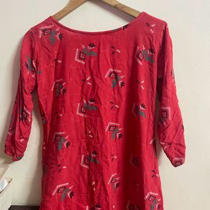 Beautiful Simple Red Women Short Kurti