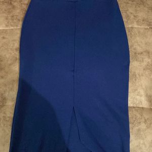 Navy Blue Formal & Party Wear Skirt With Slit