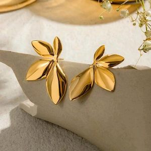 Gold Leaf Stud Earrings