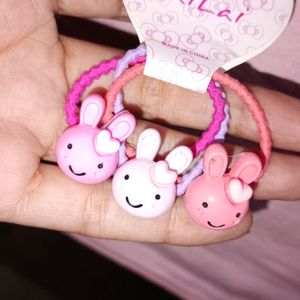 Set Of 3 Korean Bunny Hair Rubber Ban