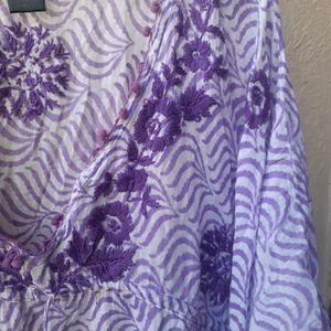 Chikankari And Printed Kaftan