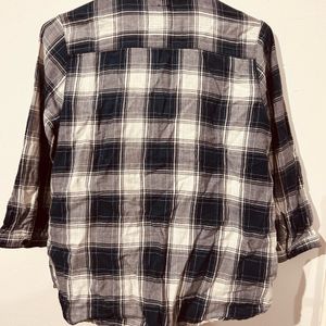 DMNX Navy Blue Checked Shirt For Women