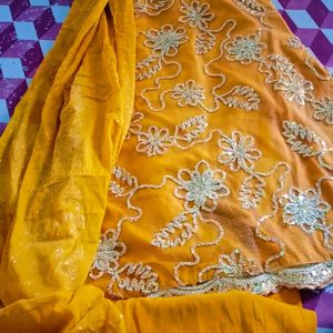 Yellow Heavy Embroidery Suit