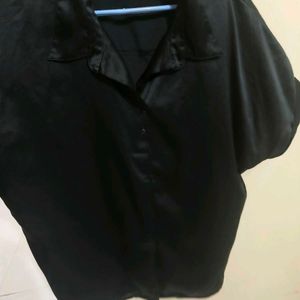 Black Satin Half Shirt