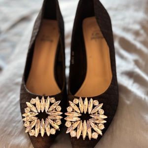 Embezzled Black Heels- Party And Wedding