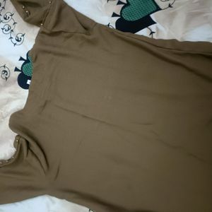 Stylish Brown Top In Xl Size With Beads