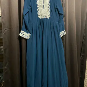 Blue Embroidery Long Gown