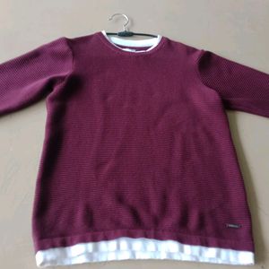 Boys Age 8-10 Maroon Full Sleeves T Shirt