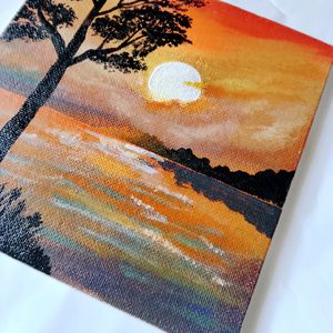 Sunset View Acrylic painting Canvas Board(HANDMAD)