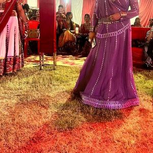 Purple Lehenga With Cancan