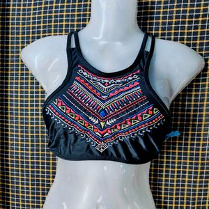 Op Hi Neck Halter Boho Strappy Size S