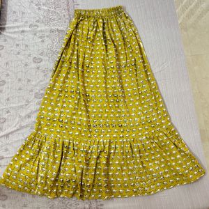 Pure Handblock Cotton Ruffled Skirt