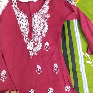 Chikankari Work Short Kurti For College Going Girl