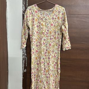 Beige Floral Kurta