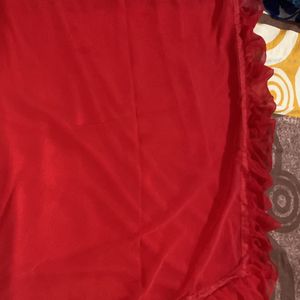 red ruffle saree very beautiful new condition