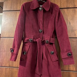 Burgundy Trench Coat By Dressberry