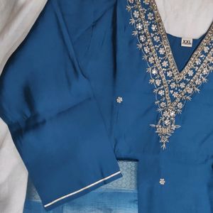 Heavye Embroidery Suit In Dola Silk Fabric