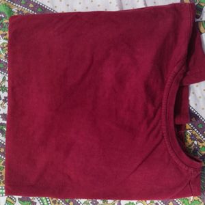 PRINCESS  Printed Tshirt, Round Neck Cotton Maroon