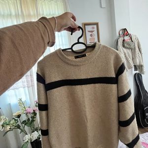 Mango Beige Striped Sweater