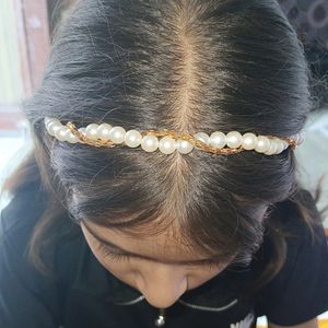 PEARL WITH GOLDEN CHAIN ELASTIC HAIRBAND 😍❤️