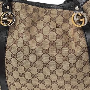 Authentic Gucci GG Canvas and Leather Large Tote