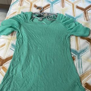 Sea Green Tshirt Wid Stylish Sleeves