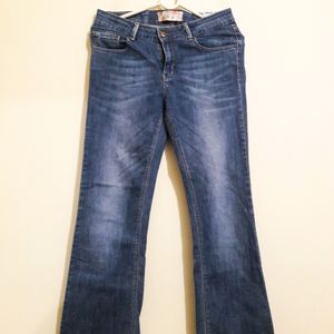 Washed Blue Flared Jeans