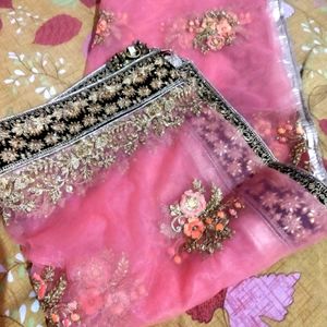 Baby Pink Royal Velvet Base Bridal Lehnga With Heavy Duppatta