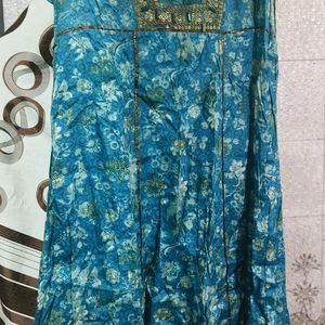 Beautiful Peacock Color A-line Cotton Kurta