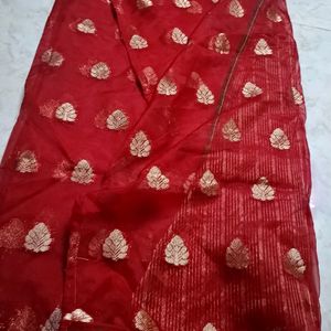 Organza Saree With Stitched Boluse