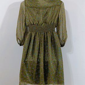 Olive Printed Dress (Women)