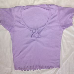 Lavender Knotted Crop Top