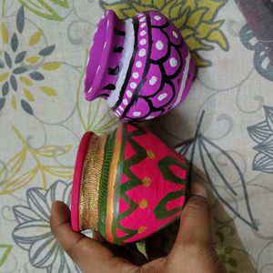 🪔Diwali Gift 🎁 2 Decorative Matki 😍 handicraft