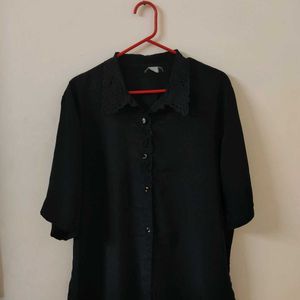 Oversized Black Collar Shirt