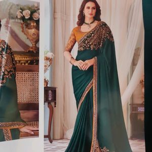 Satin Silk Saree With Blouse Piece