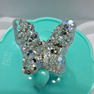 Glitter Butterfly White Claws (2pcs)