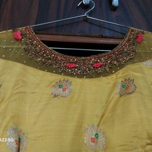 1 pics  gown yellow color 💛 😍 with dupatta