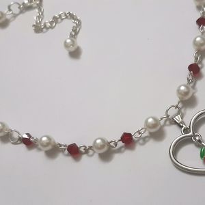 Elegant Cherry Pearl Necklace Handmade
