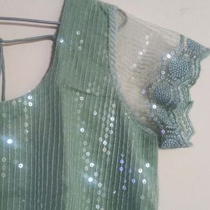 Sequenced Work Pista Green Kurti