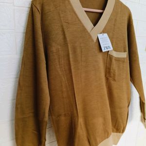 V Neck Camel Color Winter